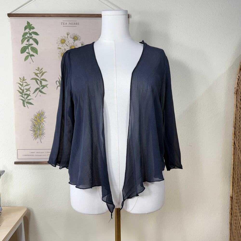 90s Y2k Silk Asymmetric Cardigan Jacket Gloomy Coquette Dark Fairy Romantic M